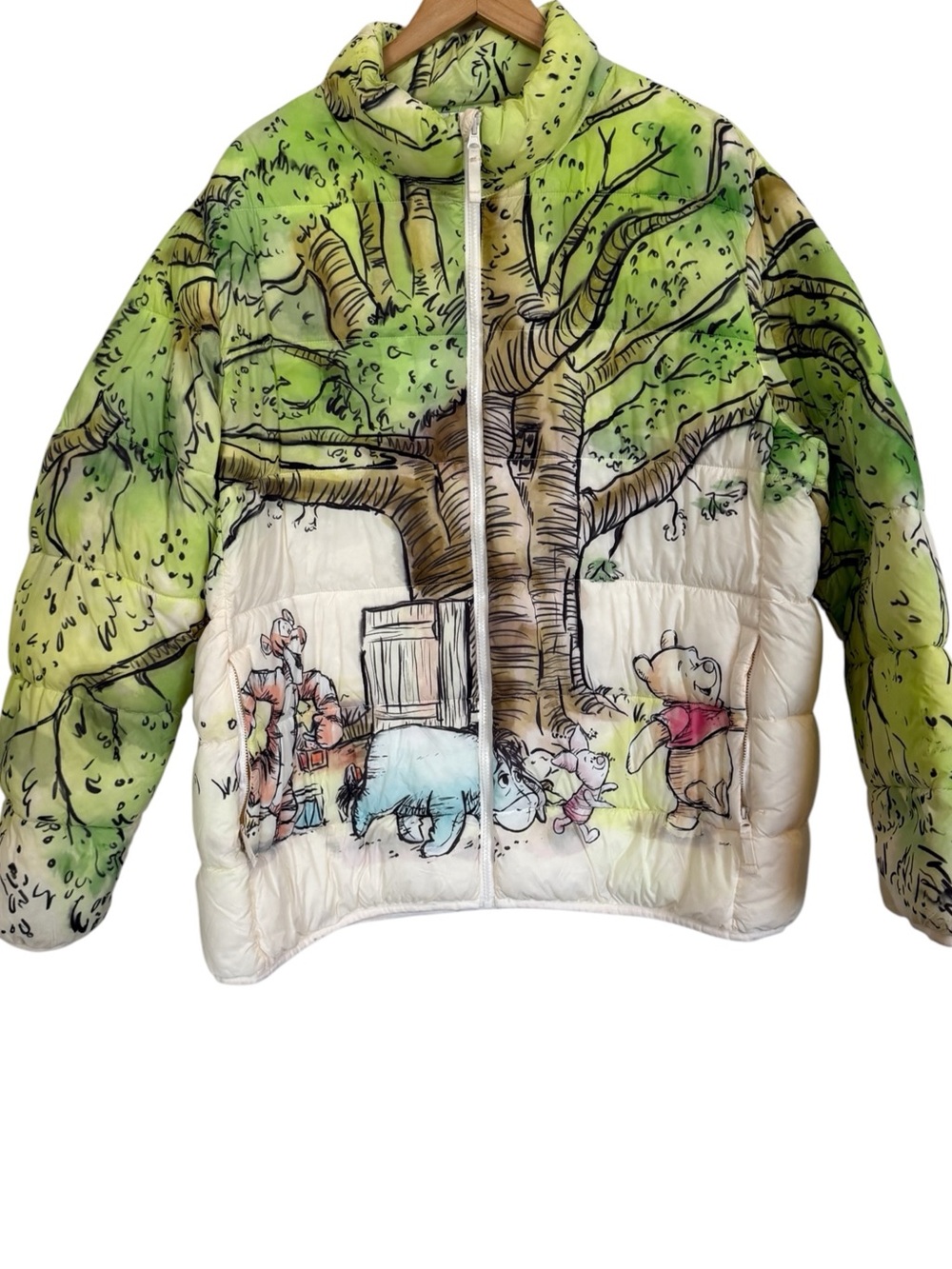 Disney Winnie the Pooh & Friends 100 Acre Wood Puffer Jacket Green White XXL